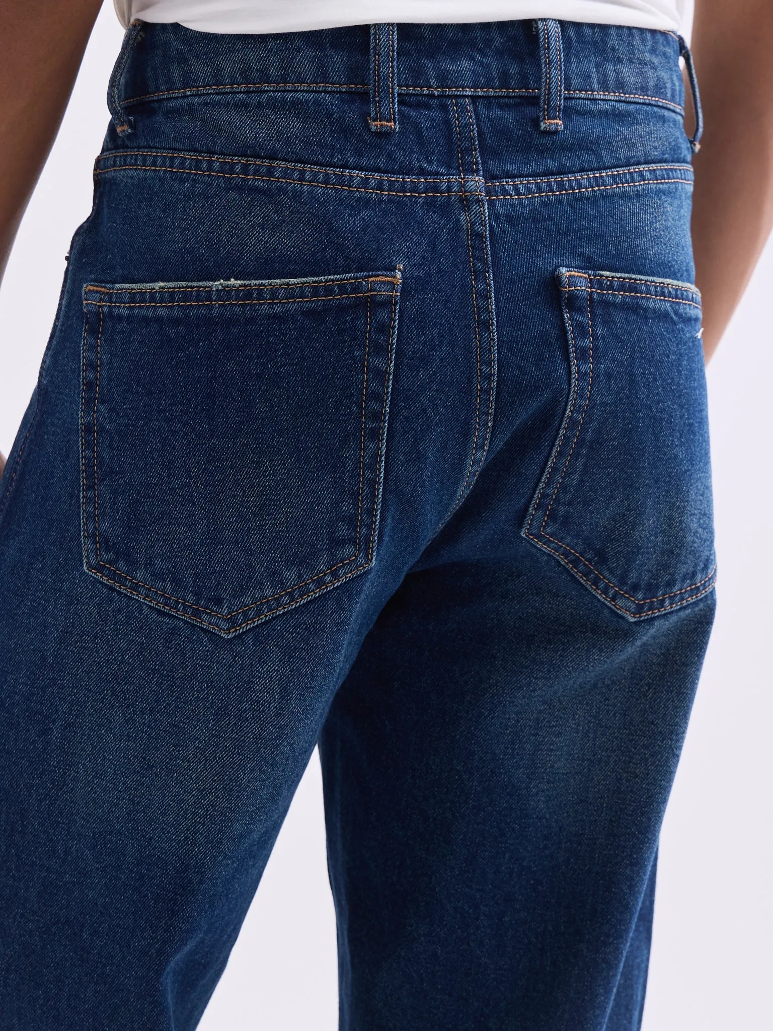 Loose Fit Distress Mid Blue Jeans