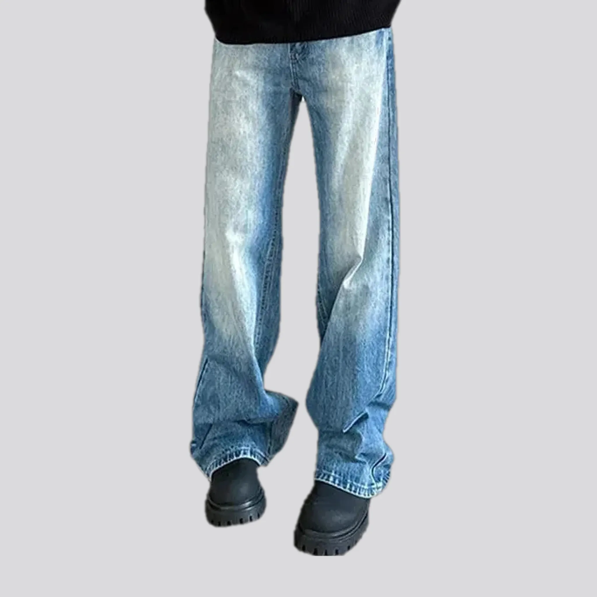 Loose fit faded wash street style jeans for men