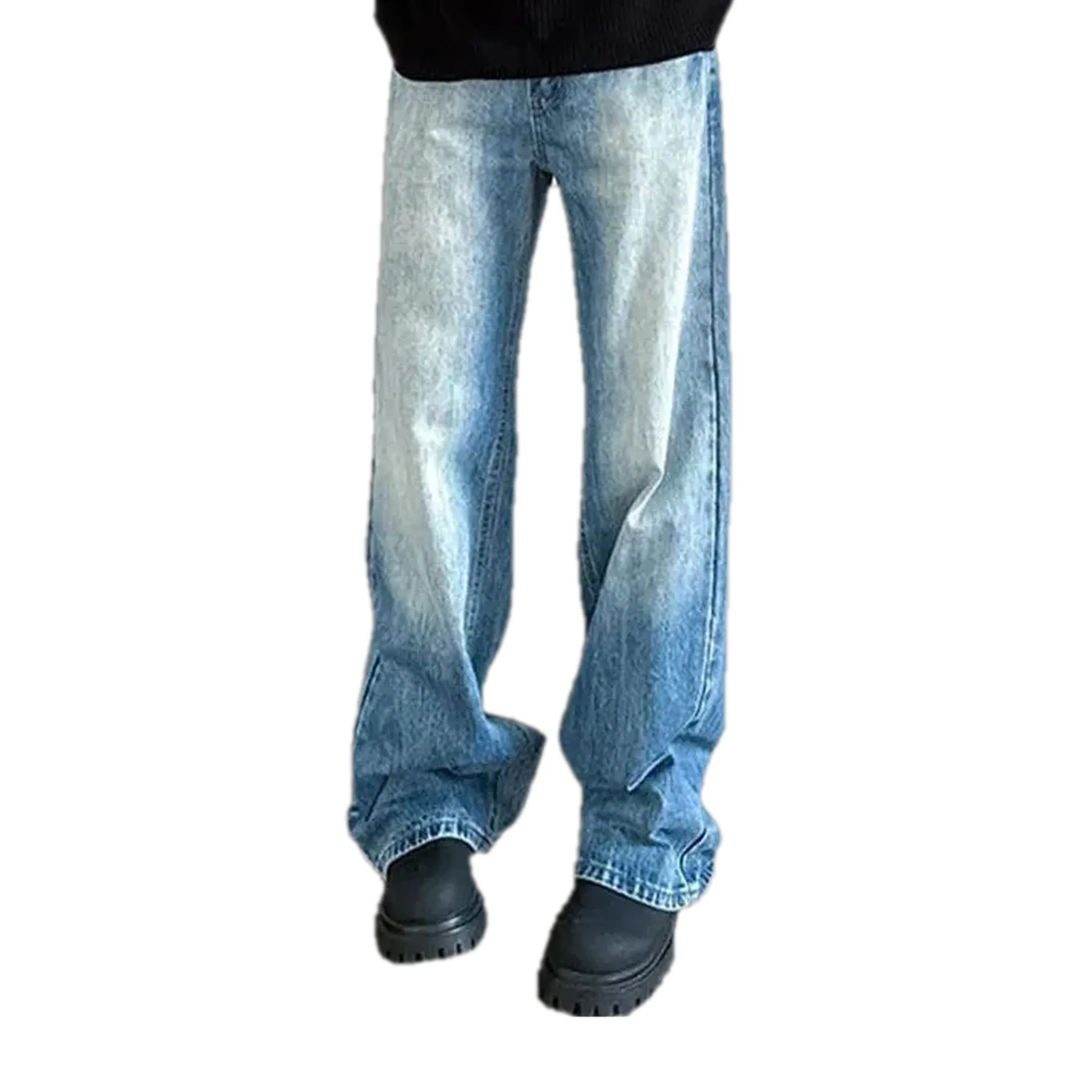 Loose fit faded wash street style jeans for men