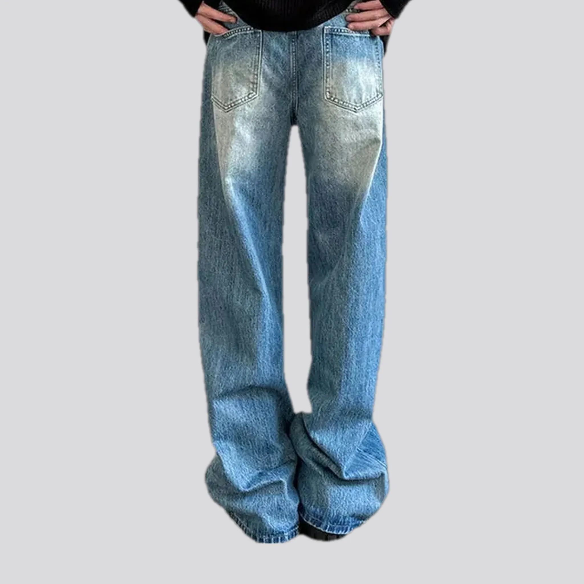 Loose fit faded wash street style jeans for men