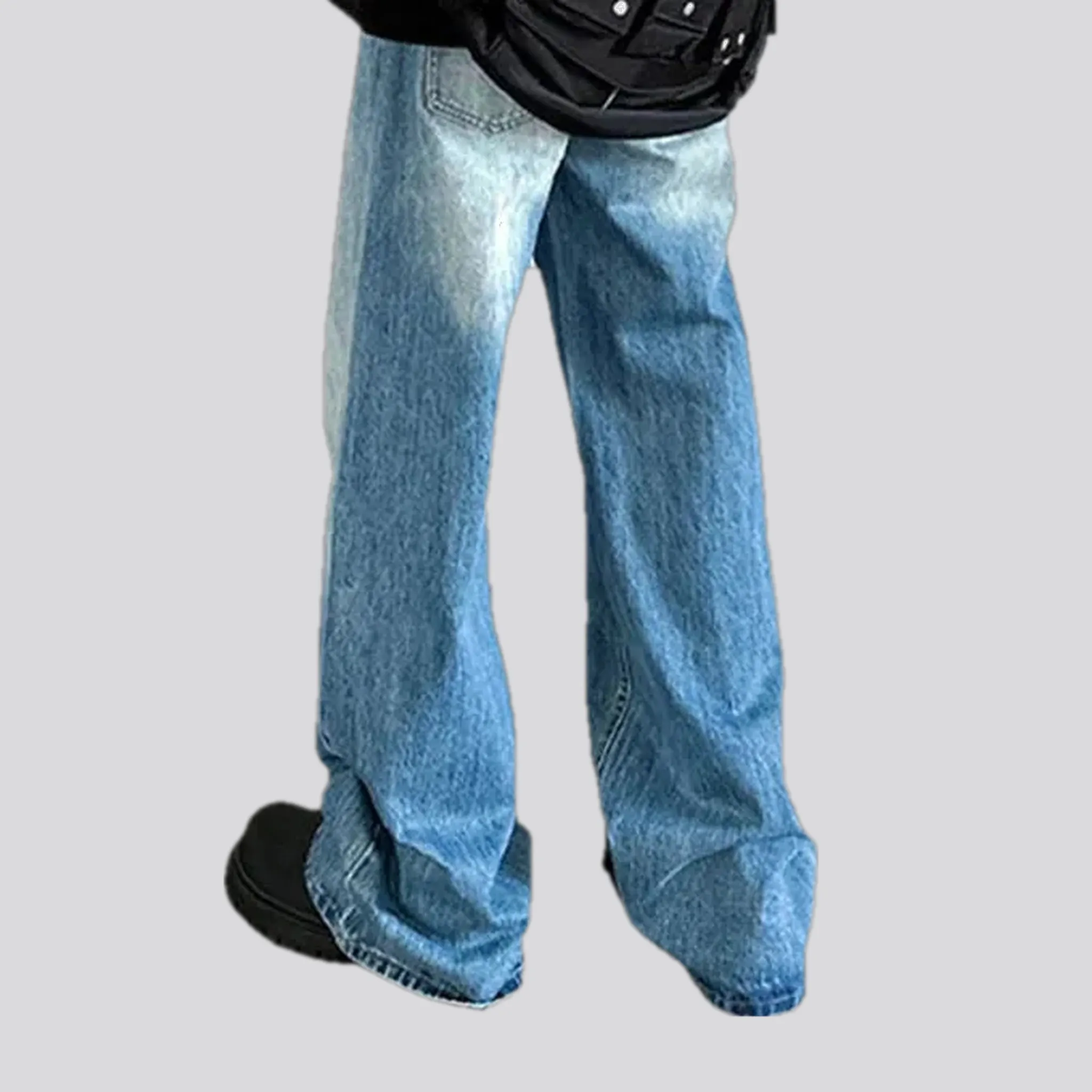 Loose fit faded wash street style jeans for men