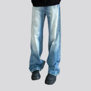 Loose fit faded wash street style jeans for men