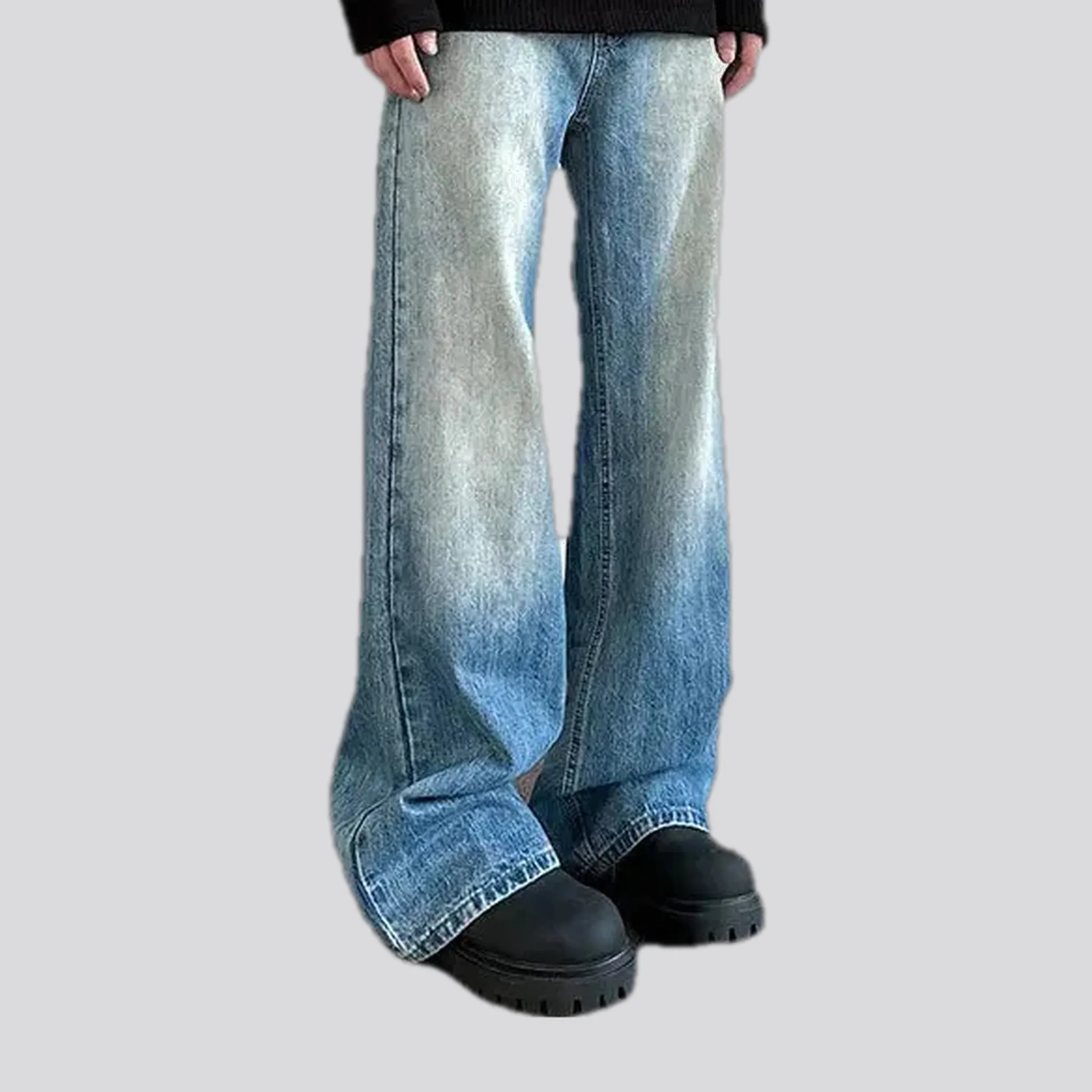 Loose fit faded wash street style jeans for men