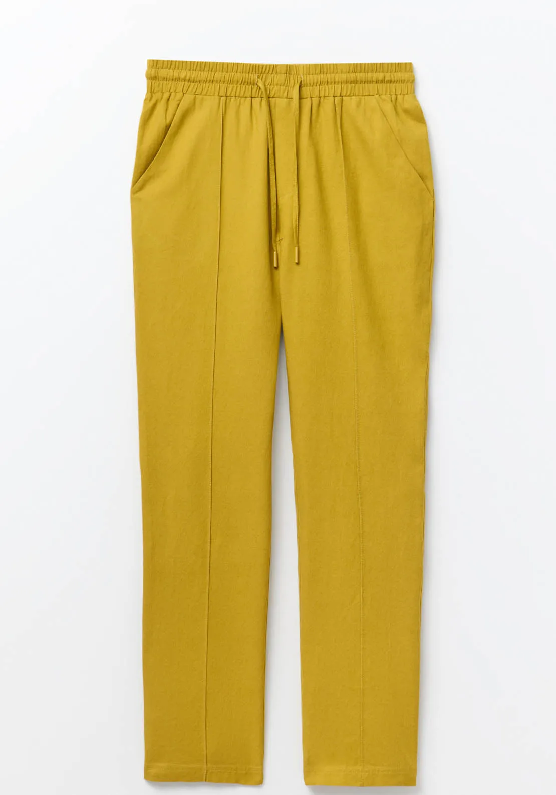 Loose-Fit Linen Trousers - Olive