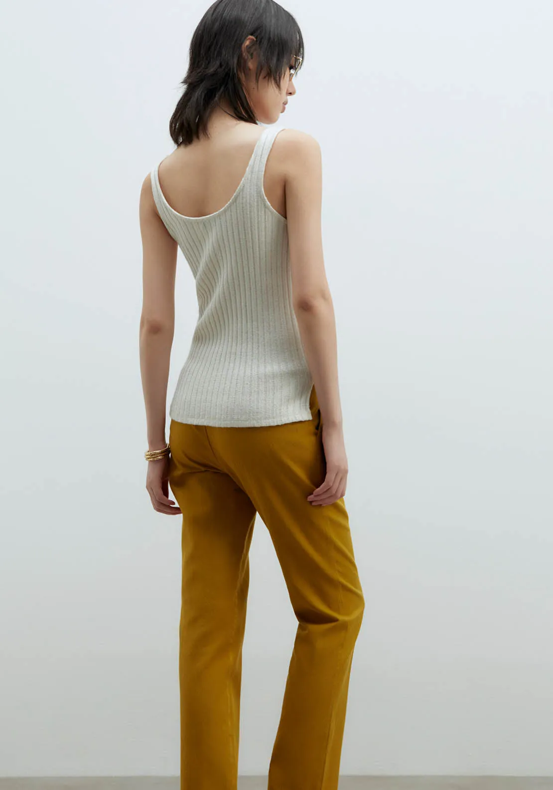 Loose-Fit Linen Trousers - Olive