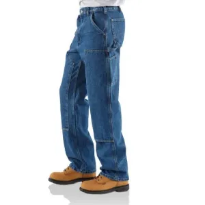 Loose Original Fit Washed Logger Double Front Work Jean (Denim)(Denim)