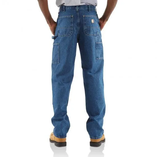 Loose Original Fit Washed Logger Double Front Work Jean (Denim)(Denim)