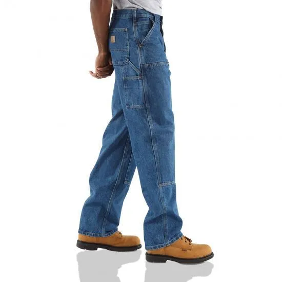 Loose Original Fit Washed Logger Double Front Work Jean (Denim)(Denim)
