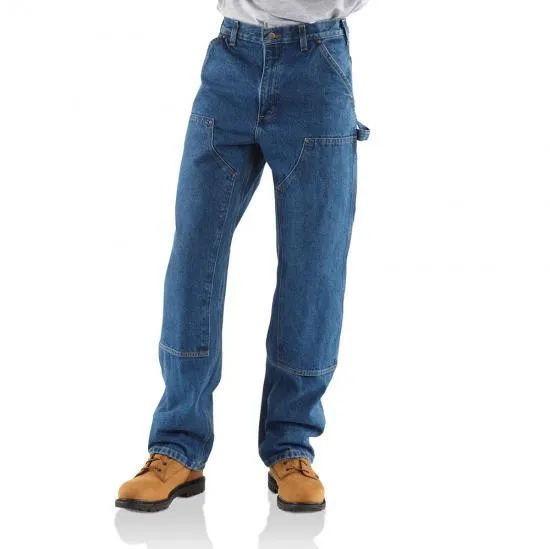 Loose Original Fit Washed Logger Double Front Work Jean (Denim)(Denim)