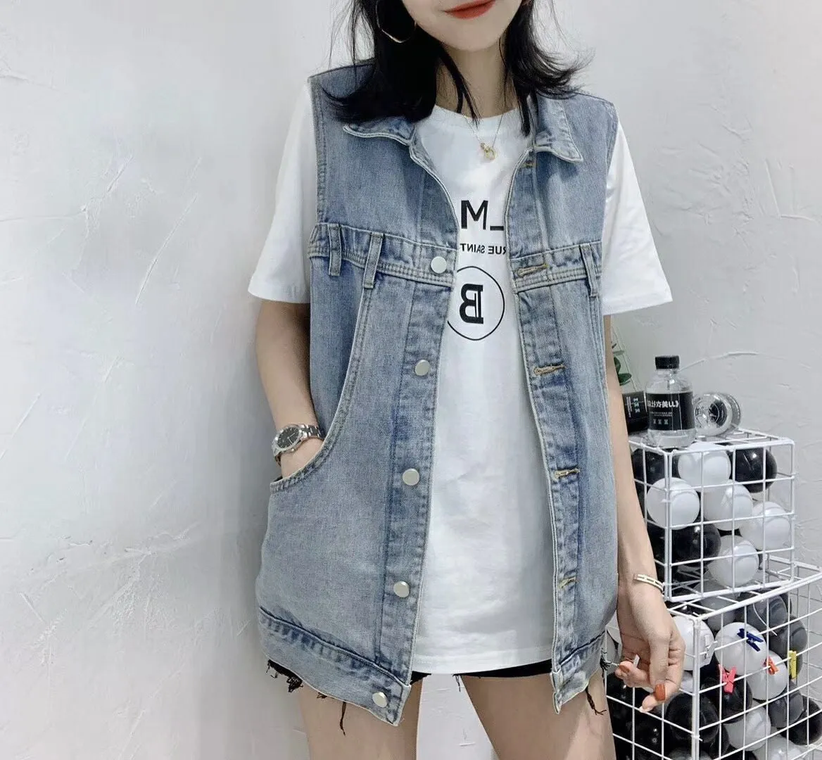 Loose Sleeveless Denim Vest Jacket