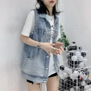 Loose Sleeveless Denim Vest Jacket