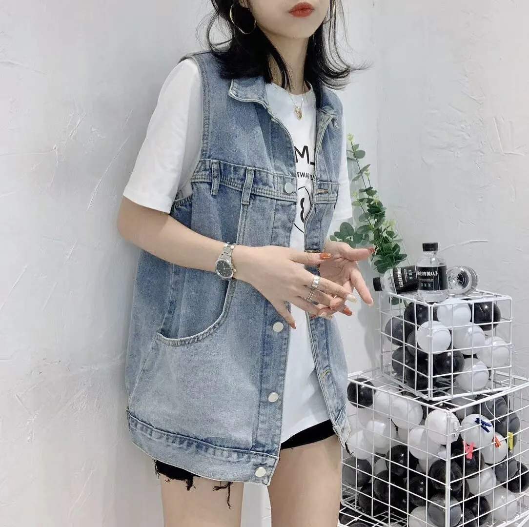 Loose Sleeveless Denim Vest Jacket