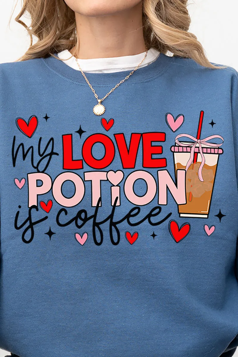 Love Potion Is Coffee Heavy-weight Crew Sweatshirt