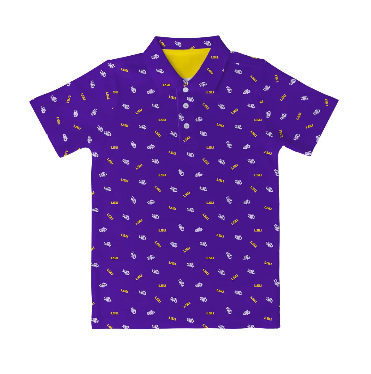 LSU Tigers Vive La Fete Repeat Logo Purple Short Sleeve Polo Shirt