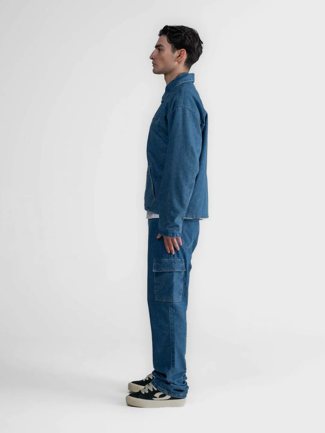 Lumi3re L3 Monogram Cargo Jeans | Blue