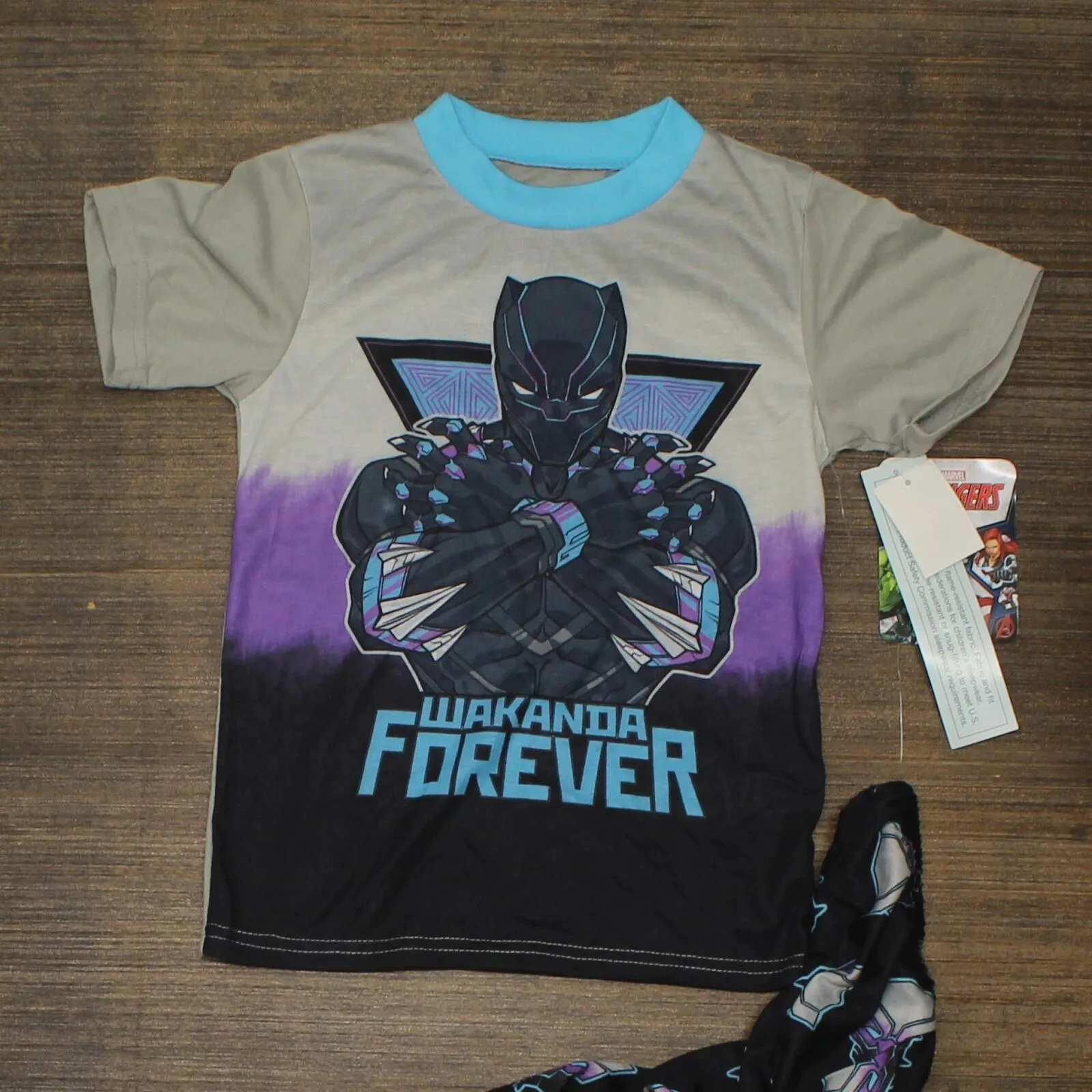 Marvel Boys'  Black Panther 2pc Short Sleeve Top and Pants Pajama Set