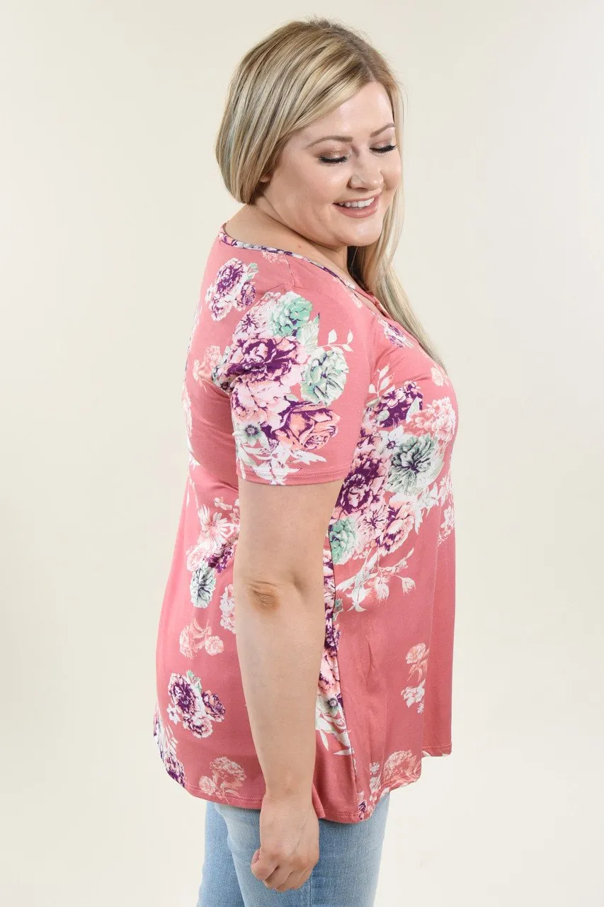 Mauve Floral Criss Cross Top