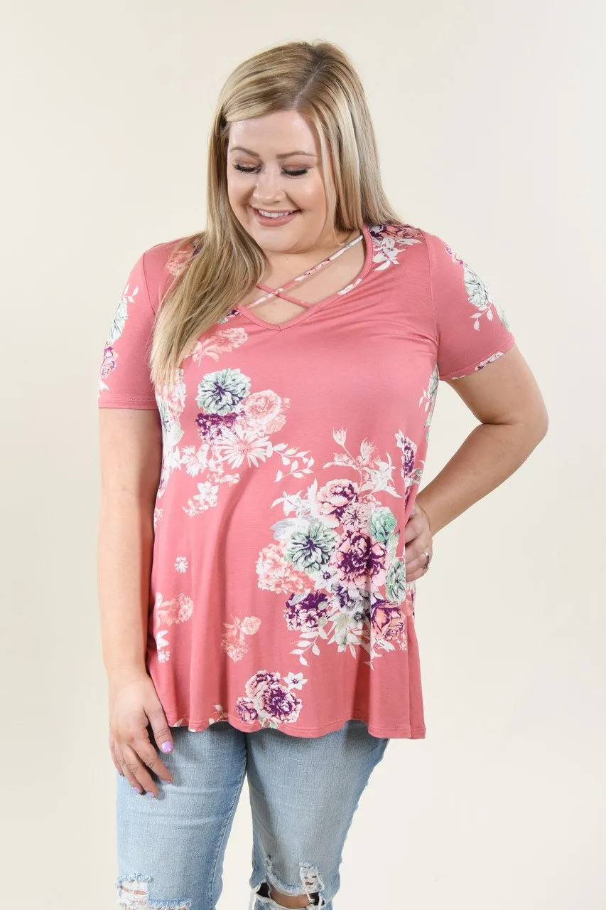 Mauve Floral Criss Cross Top