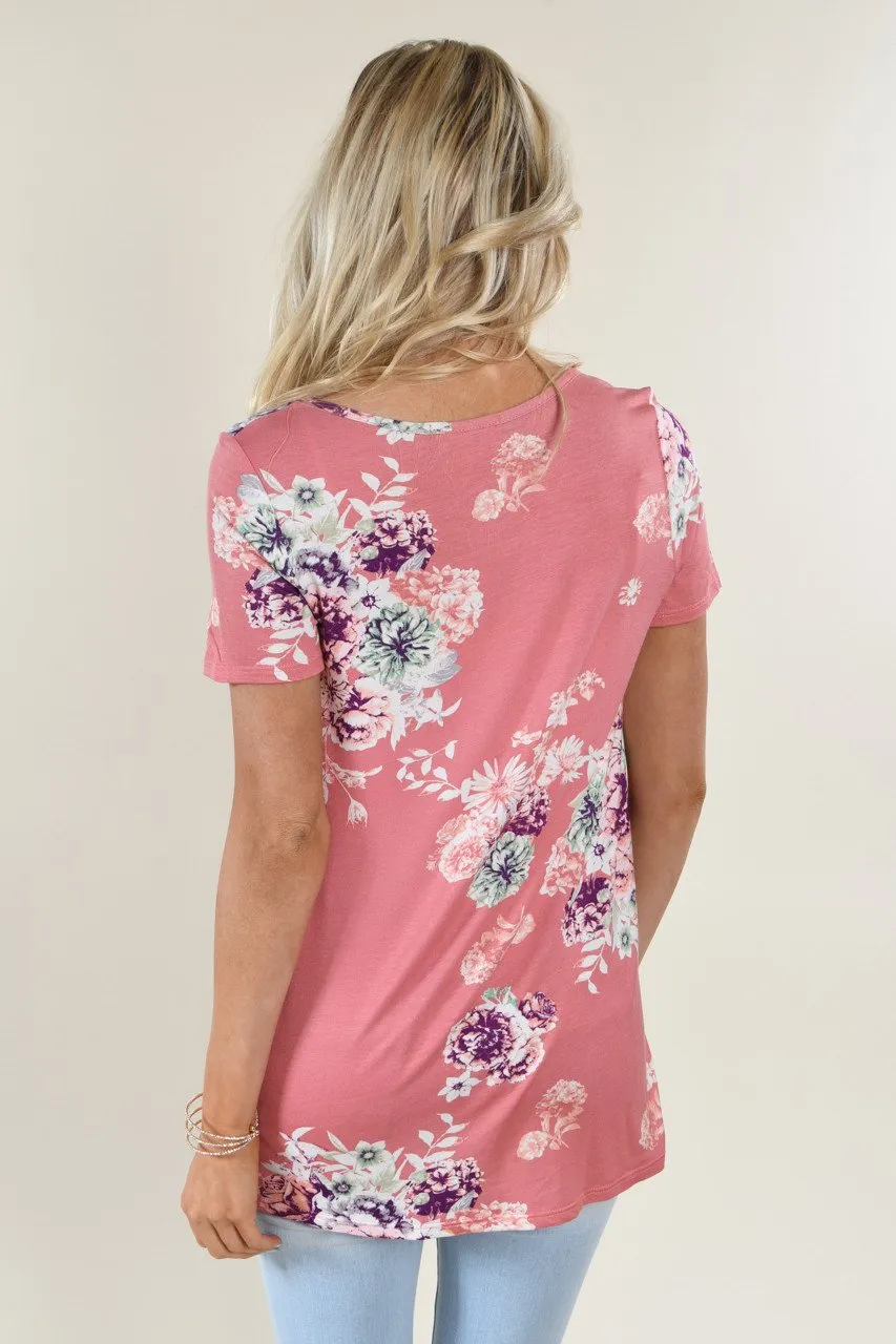 Mauve Floral Criss Cross Top