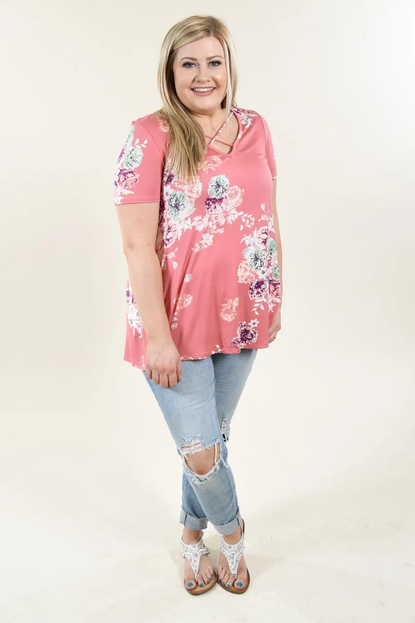 Mauve Floral Criss Cross Top