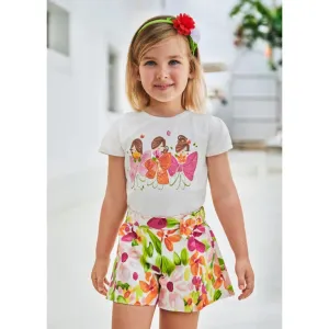 Mayoral Girls Satin Skort 3907 Pink Green
