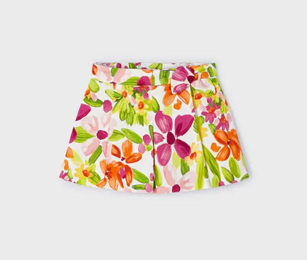 Mayoral Girls Satin Skort 3907 Pink Green