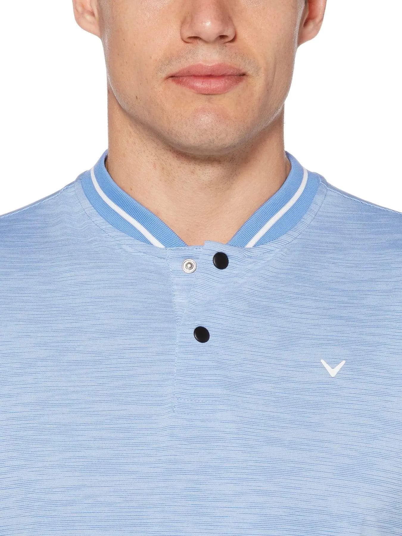 Mens Broken Stripe Polo with Baseball Collar