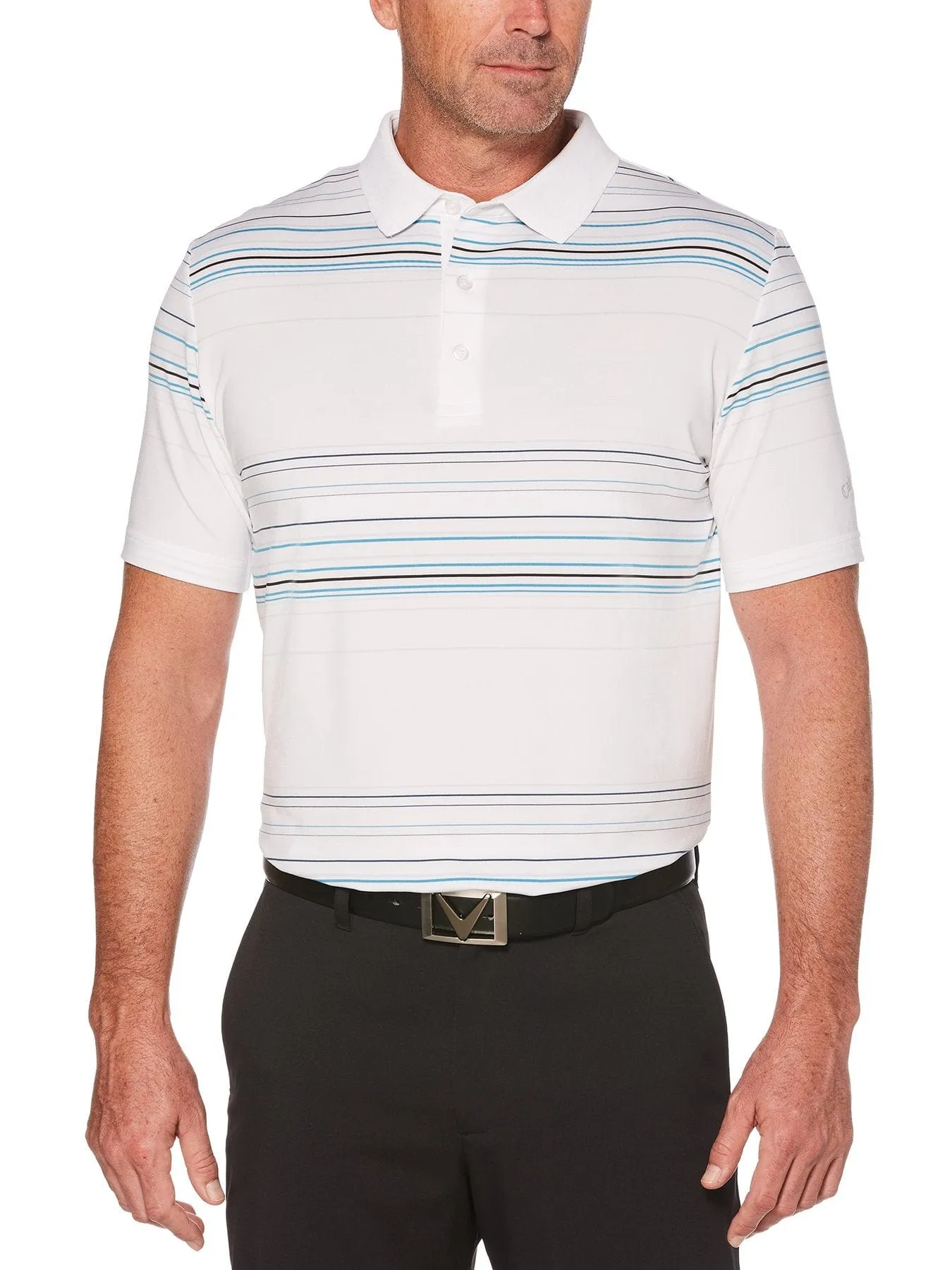 Mens Fine Line Roadmap Stripe Polo