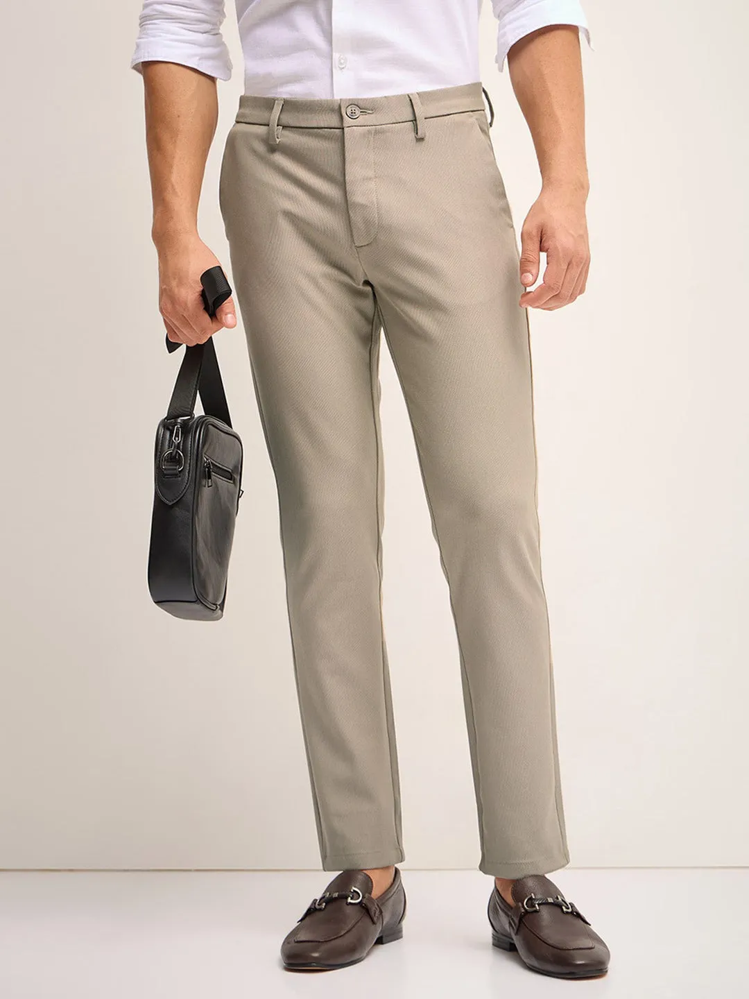 Men's Imported Textured Velen Cool Beige Pant