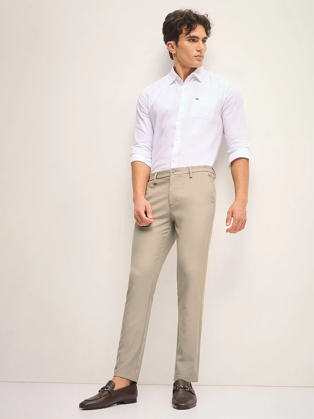 Men's Imported Textured Velen Cool Beige Pant