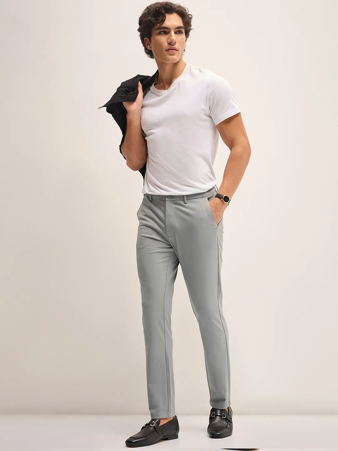Men's Imported Textured Velen Cool Grey Pant