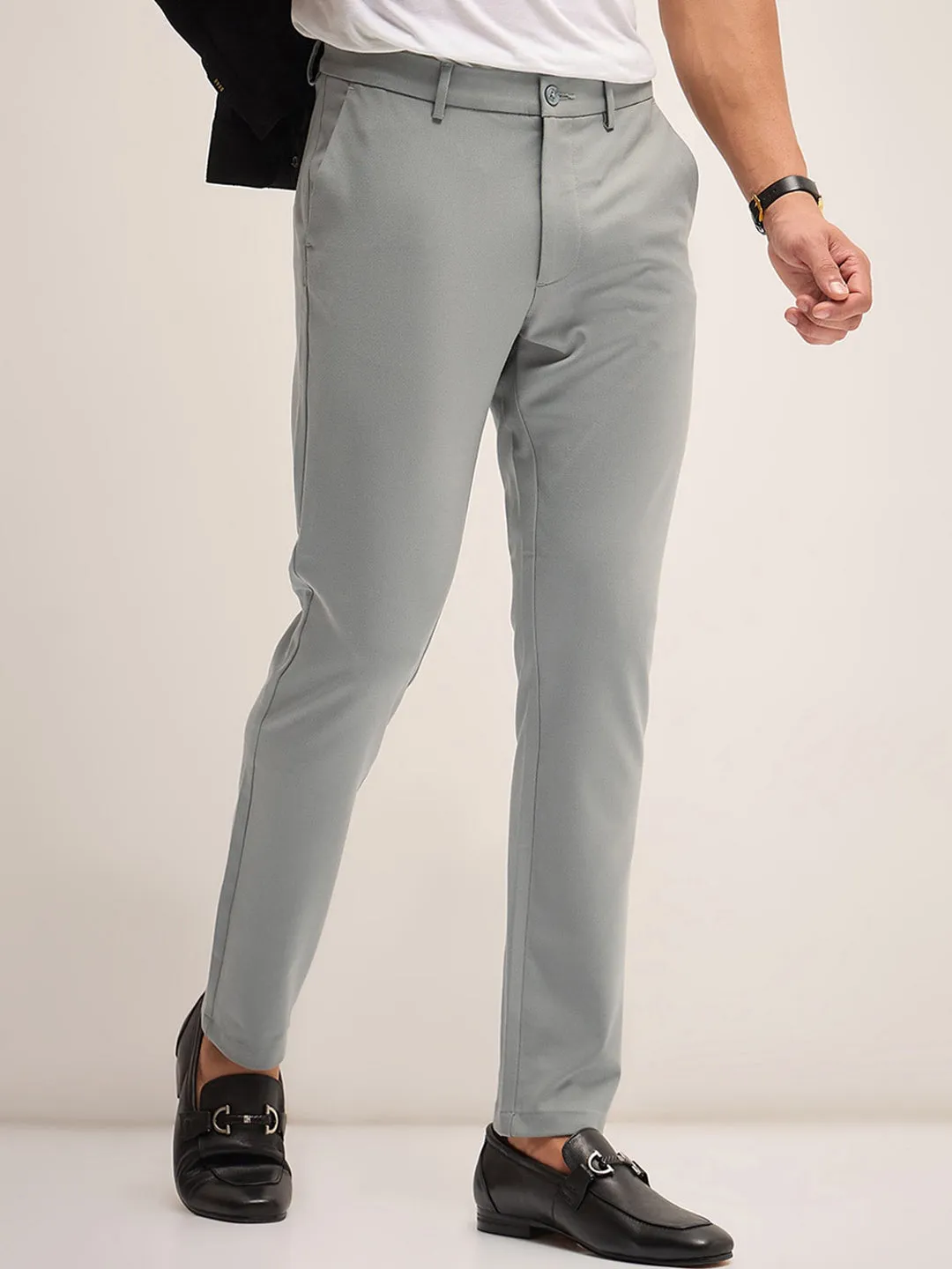 Men's Imported Textured Velen Cool Grey Pant