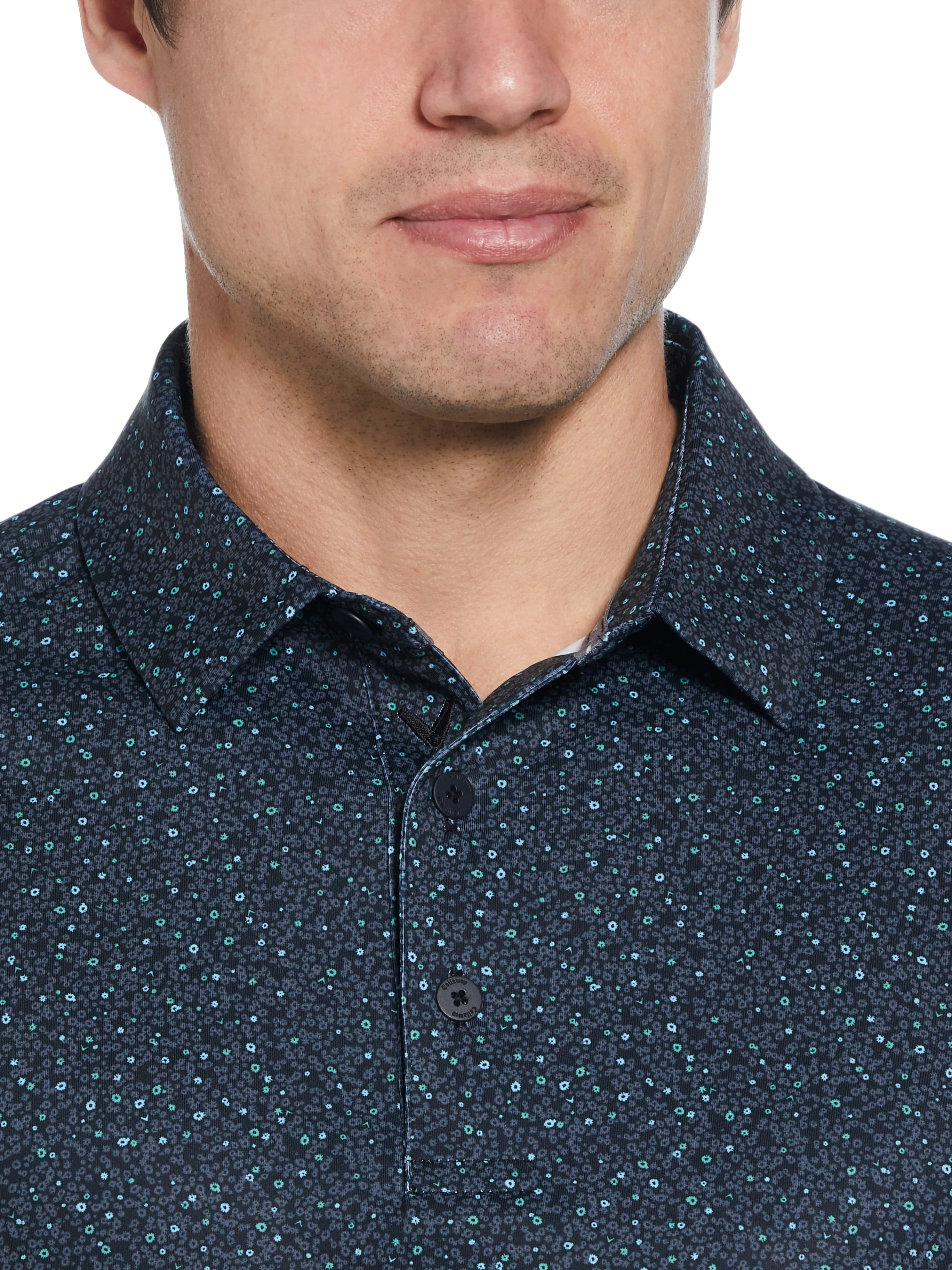 Mens Micro Floral Print Polo