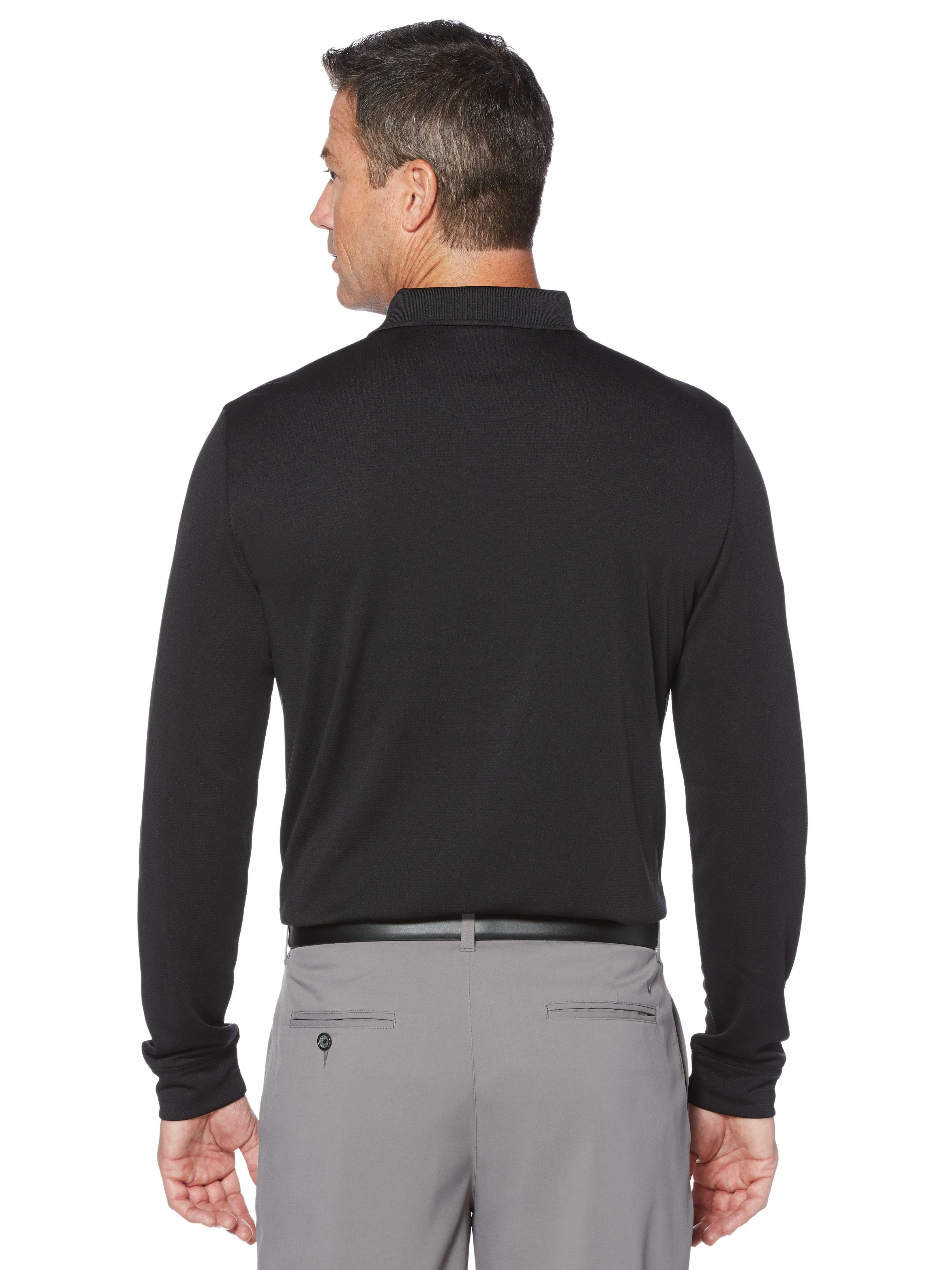 Mens Solid Long Sleeve Polo