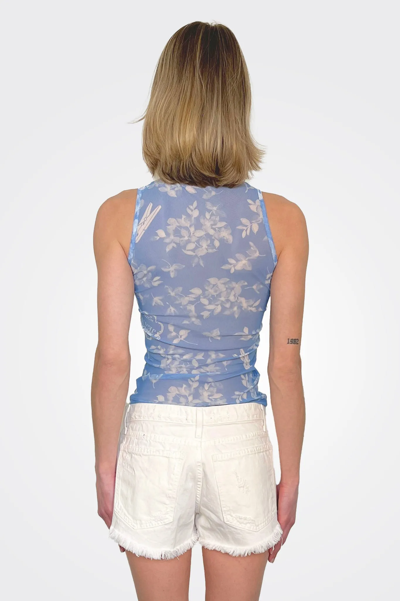 Mesh Sleeveless Top - Light Blue
