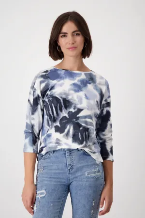 Monari 3/4 Sleeve Viscose Printed Top 808101