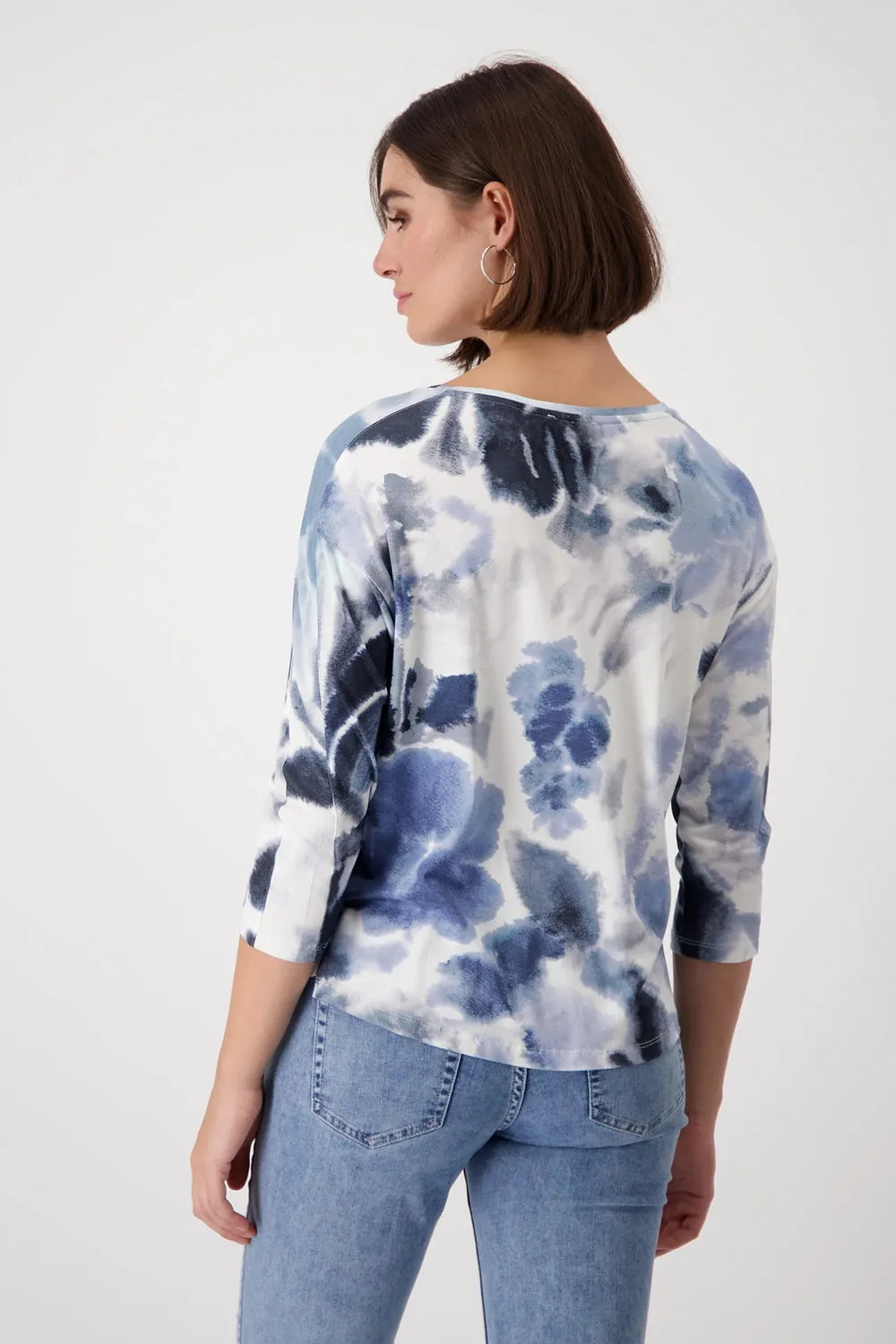 Monari 3/4 Sleeve Viscose Printed Top 808101