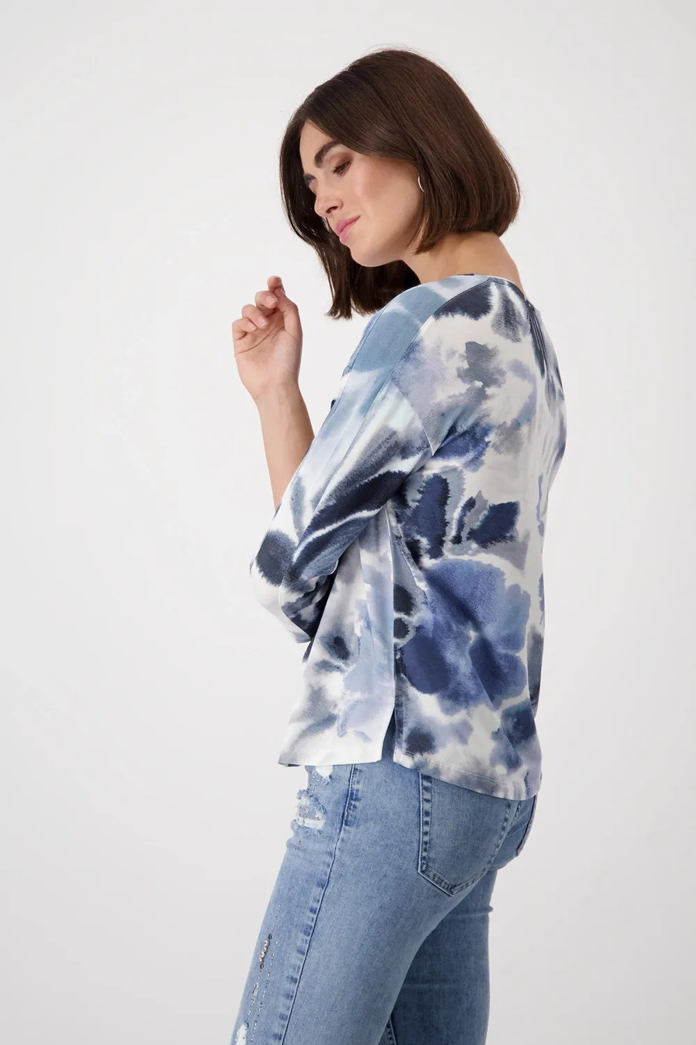 Monari 3/4 Sleeve Viscose Printed Top 808101