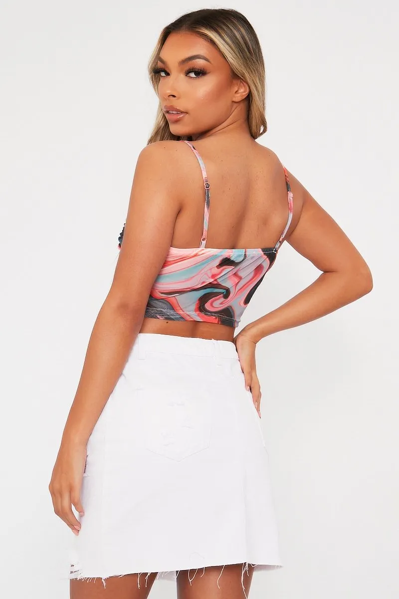 Multi Abstract Mesh Crop Top - Loree