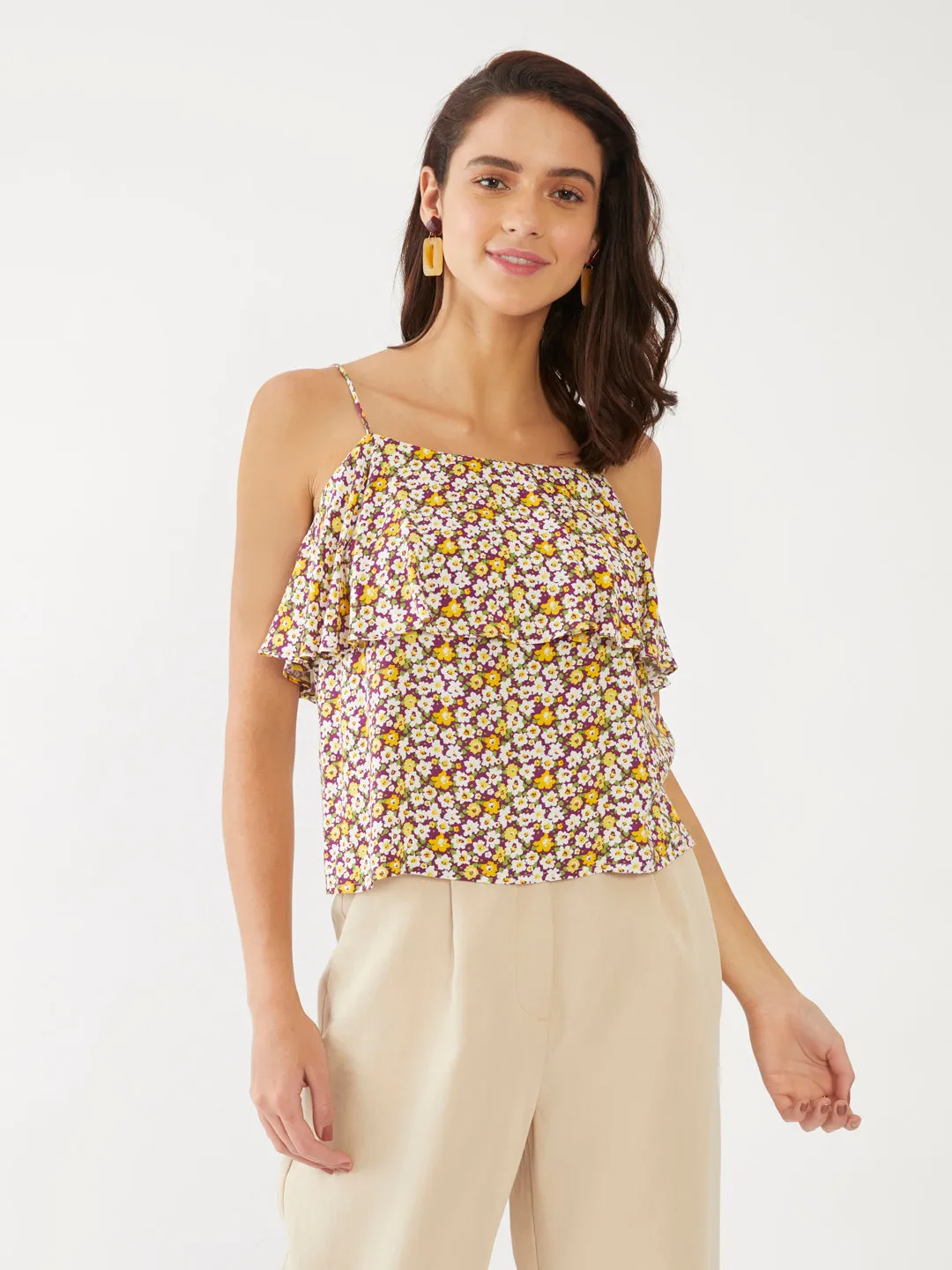 Multicolored Floral Print Strappy Top