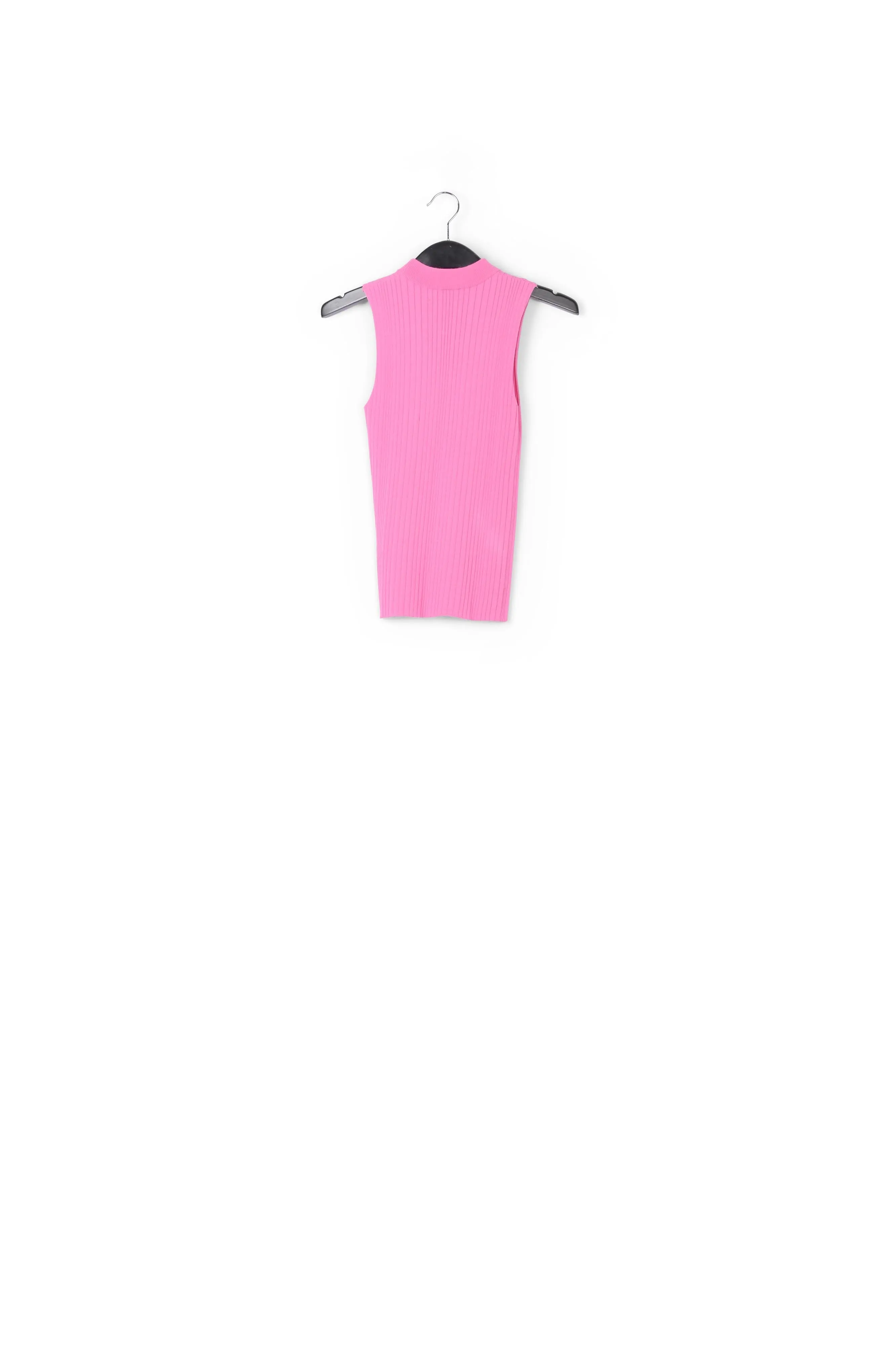 Neon pink fitted ribbed-knit top