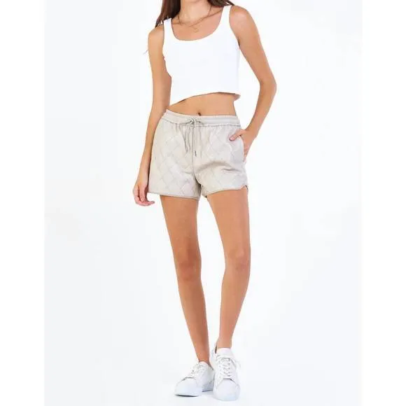 NEW DEAR JOHN DENIM clara vegan leather shorts in bone
