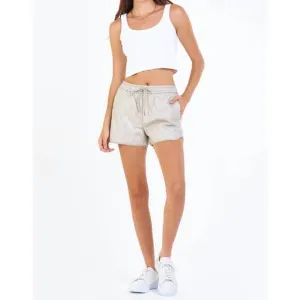 NEW DEAR JOHN DENIM clara vegan leather shorts in bone