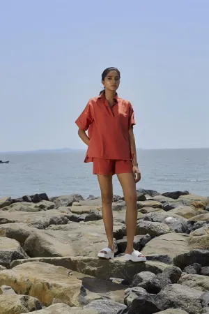 New Season Summer/Fall 24-Top Ekin Cotton Rust-MT Ekin Shirt-NA Slub Rust-Fashion Edit Mati