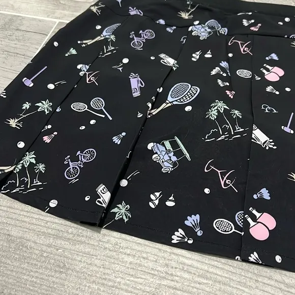 NWT Ralph Lauren Black Multi Tennis/Golf Skort Size-XS