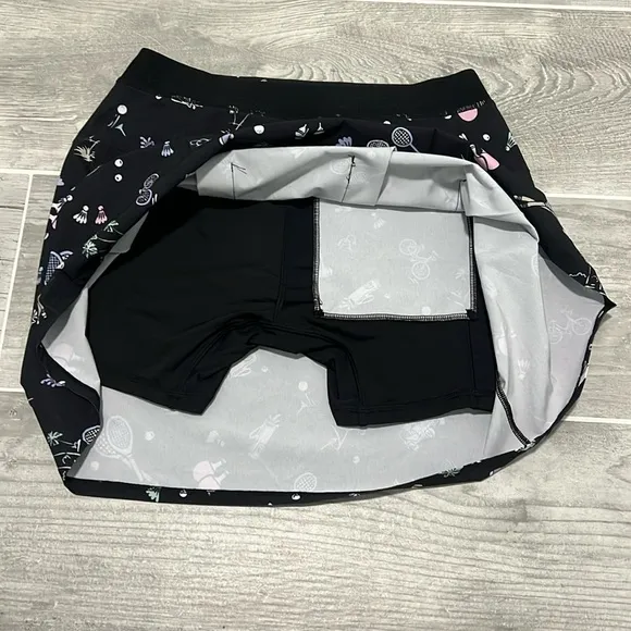 NWT Ralph Lauren Black Multi Tennis/Golf Skort Size-XS