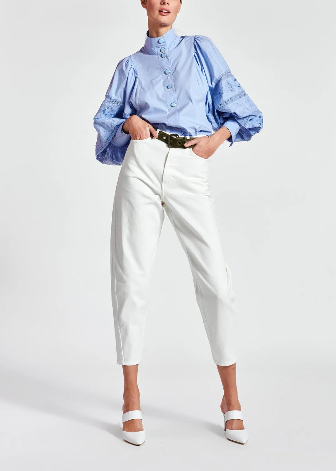 Off-white high-waisted loose-fit jeans