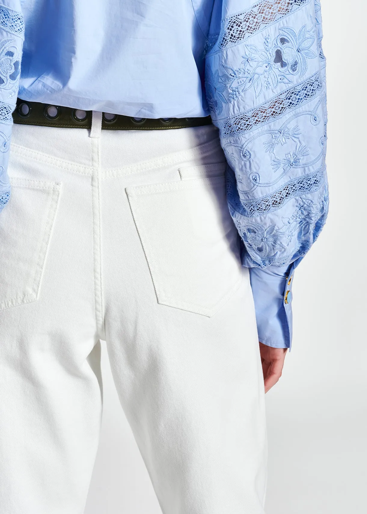 Off-white high-waisted loose-fit jeans