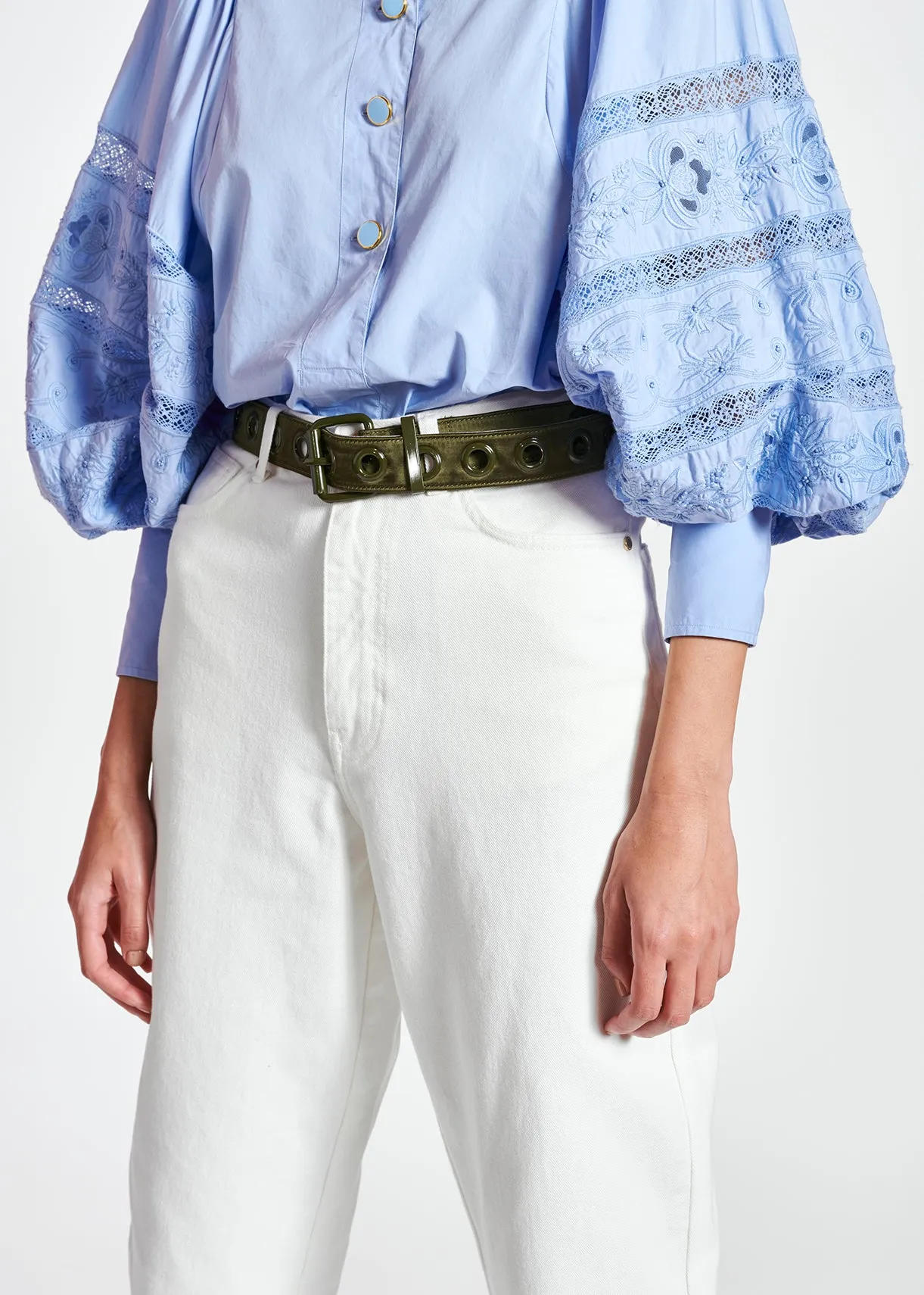 Off-white high-waisted loose-fit jeans