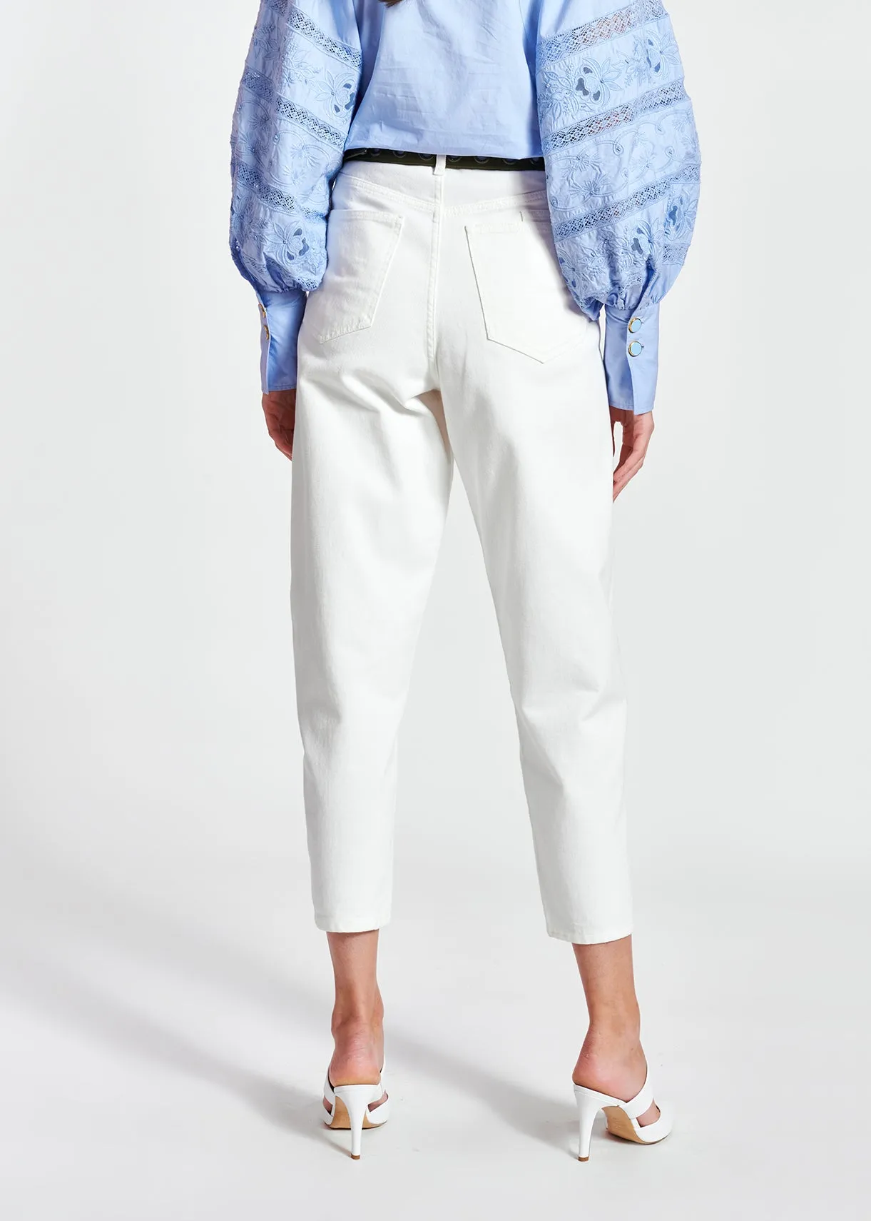 Off-white high-waisted loose-fit jeans